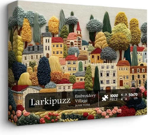 Rompecabezas de bordado de 1000 piezas, rompecabezas de retazos de casa de campo para adultos árboles, rompecabezas de plantas acolchadas Larkipuzz