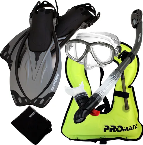 Miniatura 8 de Promate Chaleco de buceo Máscara de purga Aletas de snorkel seco Juego de bolsa de malla