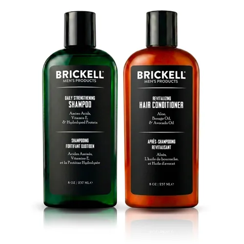 Brickell - Rutina revitalizante diaria para el cuidado del cabello, set de champú y acondicionador para hombres, champú de aceite de menta y árbol