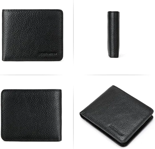 Miniatura 2 de BOSTANTEN Billeteras de piel auténtica para hombre, con bloqueo RFID y 2 ventanas de identificación