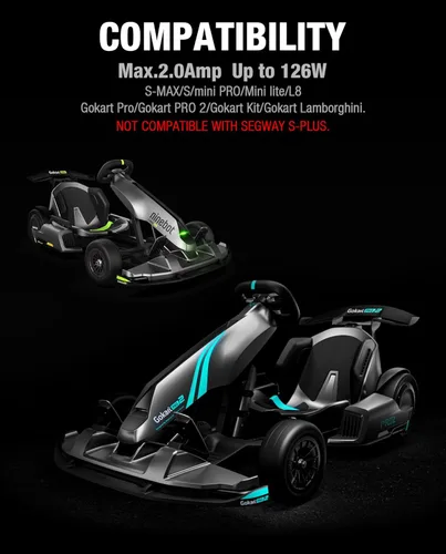 Miniatura 7 de stio Cargador de 63V 2A para Ninebot S/S-MAX/Mini PRO/Mini Lite, fuente de alimentación de 4 clavijas de 126 W compatible con Ninebot by Segway Go