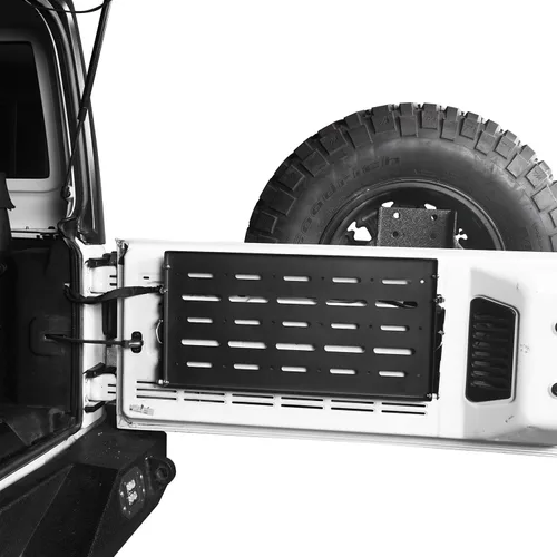 Miniatura 3 de Hooke Road JK Wrangler Mesa de Puerta Trasera Estante de Almacenamiento de Metal Plegable Estante de Carga para Jeep Wrangler JK y Unlimited