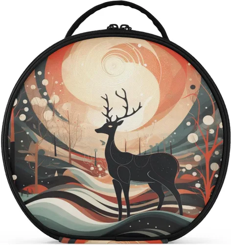 Miniatura 27 de senya Bolsa redonda para cosméticos, estuche de viaje para maquillaje, bolsa organizadora de maquillaje con divisores ajustables, portátil