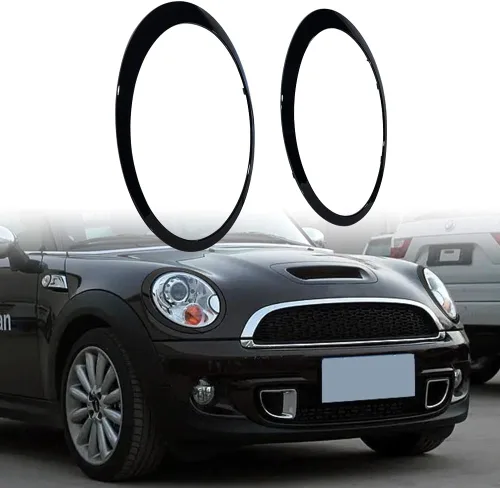 Miniatura 7 de Anillos de ajuste para faros delanteros izquierdo y derecho, repuesto original para BMW Mini Cooper 2007-2015 R55 R56 R57 R58 R59 (negro brillante)