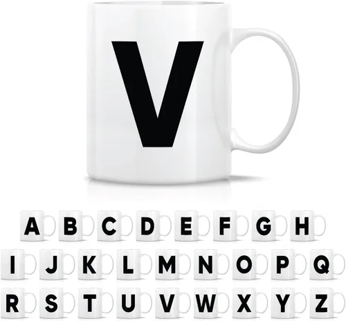 Miniatura 19 de Retreez Taza con monograma con monograma del alfabeto de la A a la Z con inicial, tazas de café de cerámica de 11 onzas – Agradecimiento