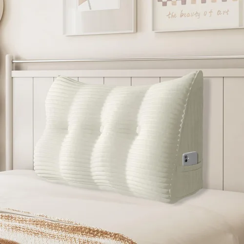 Miniatura 20 de Almohada de cuña triangular para cabecero, cojín de pana para sofá cama, respaldo grande, almohada de lectura, posicionamiento lumbar tapizado