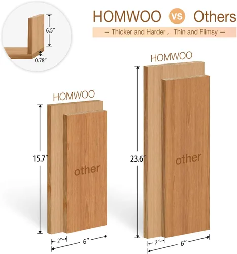 Miniatura 3 de HOMWOO Estante flotante, estante flotante de madera maciza de roble de grado FAS en forma de U, estantes de pared flotantes para dormitorio, sala