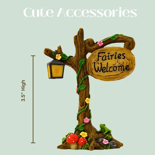 Miniatura 8 de PRETMANNS Fairies for Fairy Garden - Lindos accesorios para un jardín en miniatura al aire libre con figuras y un letrero - Suministros coloridos