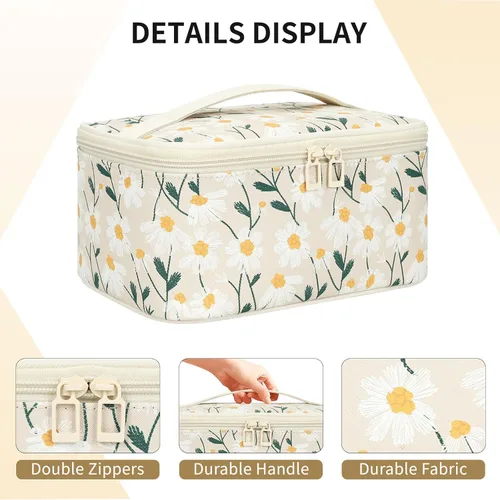Miniatura 7 de OCHEAL Makeup Bag,Travel Makeup Organizer Bag, Cute Cosmetic Bags for Women Girls Travel Toiletry Bag Traveling With Brush Slot And Divider-Floral