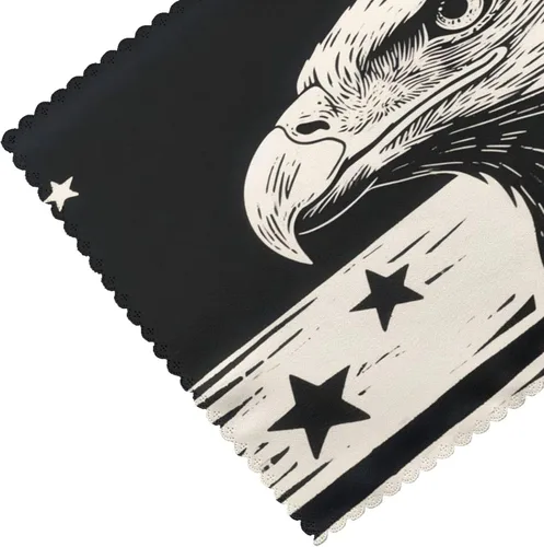 Miniatura 5 de Rectangular Placemats Set of 4, Heat Resistant Black Eagle Printed Kitchen Dining Table Mats