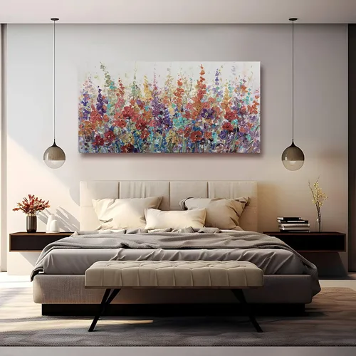 Miniatura 6 de XIANSHOU Arte de pared rosa y dorado con textura de flores para dormitorio, sala de estar, oficina, habitación de niñas, decoración de pared, 29 x