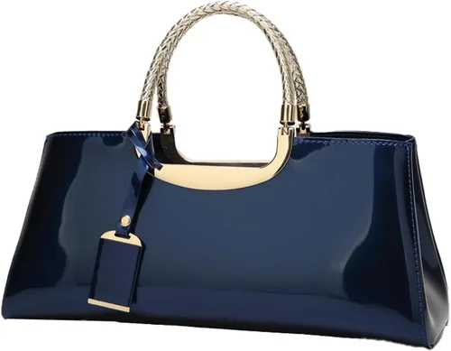 Miniatura 13 de Bolso de mano de cuero vegano brillante para mujer, bolso de hombro grande para mujer, bolso de mano de noche, bolso de mano para fiesta