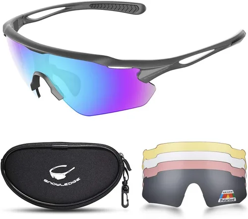 Miniatura 17 de Gafas de ciclismo, lentes deportivos polarizados con marco irrompible TR90, anti-UV400 A #GunGrey-Grey a base de lentes REVO IceBlue