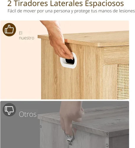 Miniatura 5 de usikey Cofre de almacenamiento de 39.4 pulgadas, caja de juguetes con 2 bisagras de seguridad, baúl de juguetes para dormitorio, banco
