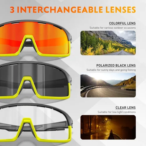 Miniatura 5 de SCVCN Gafas de ciclismo para hombres y mujeres, gafas de sol polarizadas para deportes MTB, triatlón, bicicleta, correr, golf