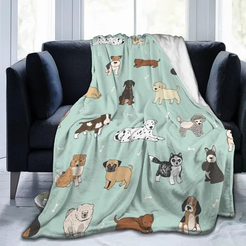 Miniatura 12 de Perinsto Manta de Tiro de Cachorros Perros Animales Lindos Ultra Suave Cálida Todas las Estaciones Mascotas de Dibujos Animados Mantas Decorativas
