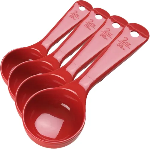 Carlisle FoodService Products Measure Miser - Cuchara medidora sólida con mango corto, 2 onzas, color rojo, 1 unidad (paquete de 4)