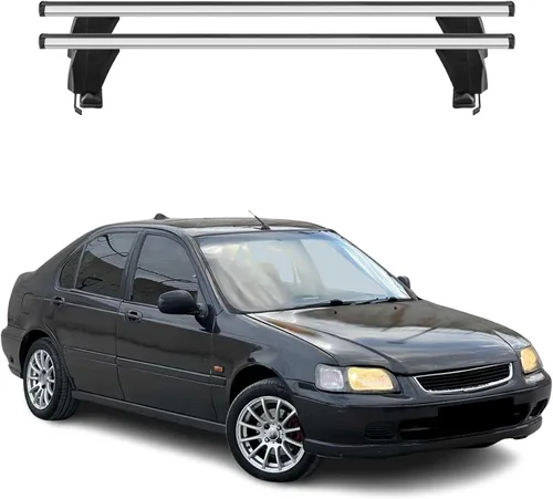 Miniatura 11 de Barras transversales de techo OMAC para Honda Civic Hatchback 1996-2000, con cierre, 49.9 kg, aluminio, negro, 2 piezas, se ajusta a portaequipajes