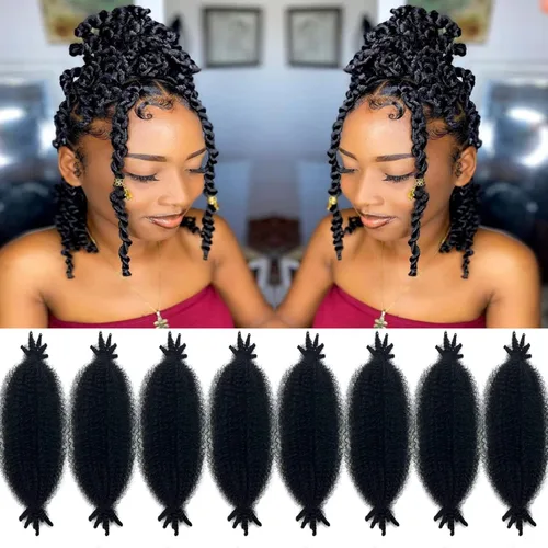 Miniatura 14 de Cabello afro Twist morado degradado de 16 pulgadas, cabello Marley pre-separado para rastas suaves, cabello trenzado Marley Twist Ombre Kinky Spring