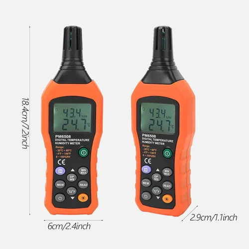 Miniatura 3 de Medidor digital de humedad y temperatura MS6508, termómetro portátil de mano, medidor de humedad, monitor con punto de rocío y bombilla húmeda