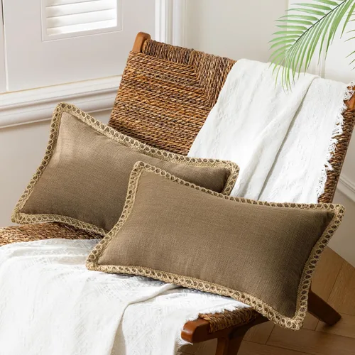 Miniatura 17 de Phantoscope Farmhouse - Fundas de almohada decorativas para exteriores, Poliéster & Mezcla de poliéster, Beige, 18" x 18