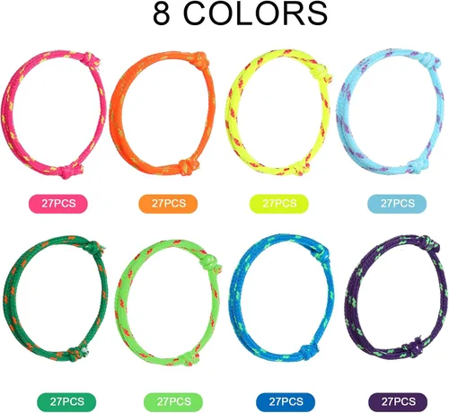 Miniatura 4 de WILLBOND Pulsera de amistad de neón 216 a granel para mujer, pulsera de paracaídas de regreso a clases, regalo para estudiantes, cumpleaños, aula