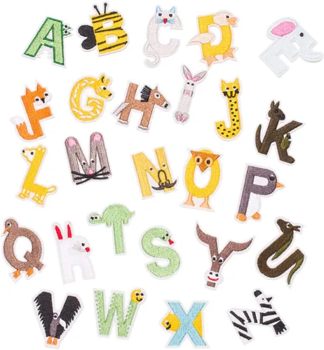 Miniatura 13 de U-Sky Parches bordados para coser o planchar Letras coloridas completas del alfabeto A-Z Personalización para bricolaje Ropa para niños