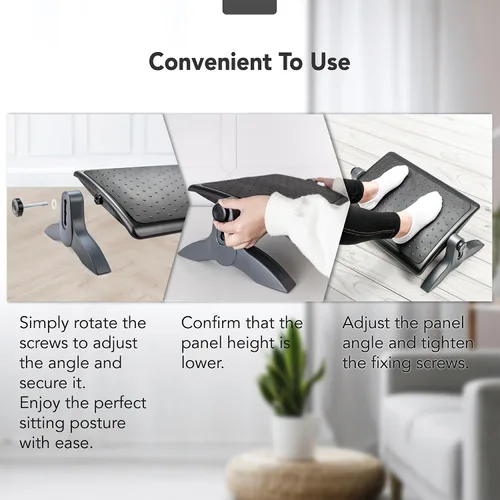 Miniatura 8 de EHO Otomano, reposapiés ergonómico para debajo del escritorio, altura y ángulo ajustables, plataforma de goma, antideslizante, soporte de tobillo