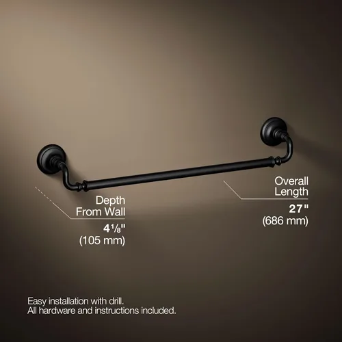 Miniatura 4 de Kohler 72568-BL Artifacts® - Toallero (24 pulgadas), color negro mate