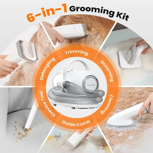 Miniatura 2 de Neakasa P1 Pro Kit de Aseo para Mascotas y Aspiradora con Succión del 99% del Pelo de Mascotas, Cortadoras Profesionales con 5 Herramientas de Aseo