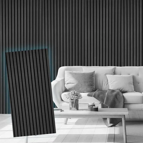 Paneles acústicos de listones de madera de 4 piezas para una decoración elegante y reducción de ruido, panel texturizado 3D para techo y pared,