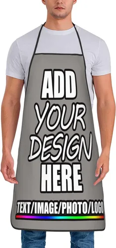 Miniatura 43 de Delantal personalizado personalizado para añadir nombre, foto, texto, logotipo, cocina ajustable para cocinero para hombres y mujeres