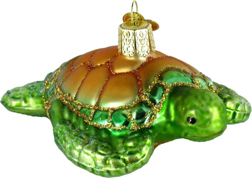 Miniatura 6 de Old World Christmas - Adornos de tortugas de vidrio soplado para árbol de Navidad, verde marino
