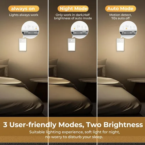 Miniatura 5 de VST Luz nocturna con sensor de movimiento, luces de escalera recargables con instalación de succión magnética para interiores, dormitorio, pasillo