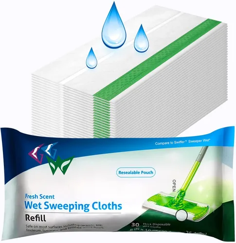 Recambios de almohadilla de trapeador húmedo para almohadillas húmedas Swiffer Sweeper, paños de barrido húmedos, 30 unidades