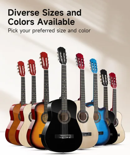 Miniatura 8 de Moukey Guitarra acústica de 30 pulgadas para principiantes, niños y jóvenes, 1/4 tamaño Dreadnought Guitarra Acustica Kit con póster de acordes