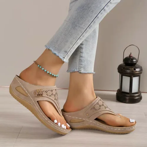 Miniatura 4 de Sandalias ortopédicas para mujer, sandalias de cuña con soporte de arco, sandalias de playa cómodas y elegantes para el verano 2025