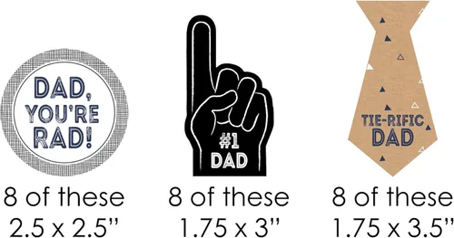 Miniatura 2 de Big Dot of Happiness Juego de 24 pajitas decorativas de papel a rayas con texto en inglés «My Dad is Rad», para fiesta del Día del Padre