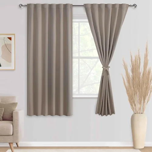 Miniatura 76 de DWCN Cortinas opacas con pestaña trasera para ventana - Cortinas opacas con bolsillo para barra para oscurecer la habitación para dormitorio/sala