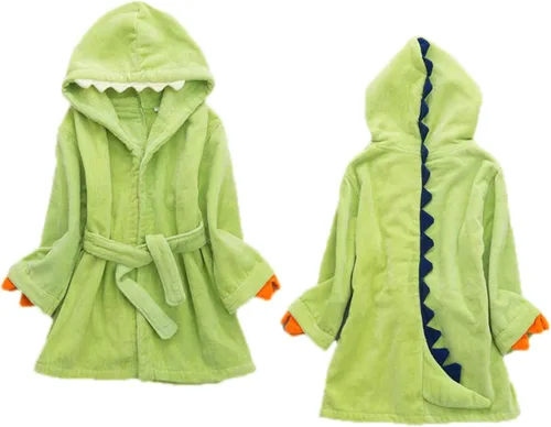 Miniatura 3 de Bata de baño para niños y niñas, toalla de algodón con capucha de animal y dinosaurio