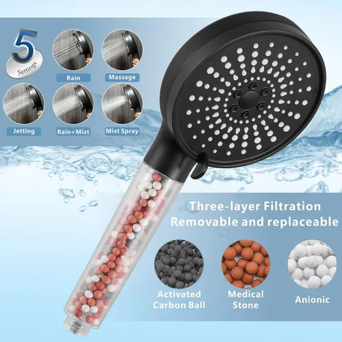 Miniatura 3 de Cabezal de ducha filtrado con combo de mano, cabezal de ducha de lluvia de alta presión con filtro para eliminar cloro y sustancias nocivas