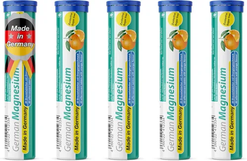 Suplemento alemán de óxido de magnesio | Tabletas efervescentes | Sabor naranja – 200 mg de magnesio por porción | Sin azúcar, vegano – T&D Pharma –