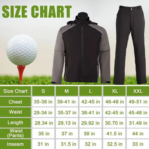 Miniatura 7 de K.E.J. Chaqueta impermeable de golf para hombre, impermeable, ligera, traje de golf para senderismo, ciclismo, correr, camping, viajes