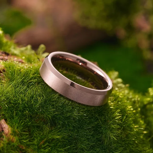 Miniatura 154 de King Will Anillo de boda de tungsteno para hombre, disponible en 15/64 a 25/64 de pulgada (6 a 10 mm), negro/plata, acabado mate, borde pulido