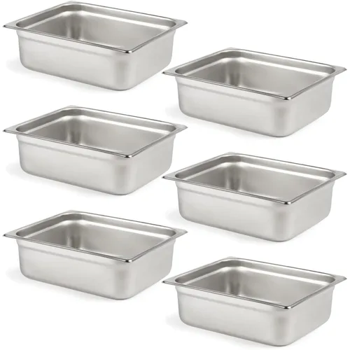 Miniatura 30 de CURTA Paquete de 6 sartenes antiatascos para hotel, tamaño 1/6 de 6 pulgadas de profundidad, bandeja comercial NSF de acero inoxidable 18/8