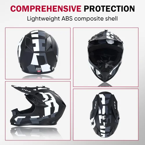 Miniatura 3 de Adult Dirt Bike Helmet Motorcycle Racing Street Bike Off-Road Mountain Bike BMX MX ATV Helmet with Cycling Glasses and Visor for Unisex-Adult