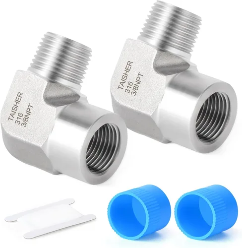 Miniatura 33 de TAISHER 2 piezas de acero inoxidable 304 cuadrado codo Barstock Street de 90 grados, tubo hembra NPT de 1/8 pulgadas a tubo hembra NPT de 1/8