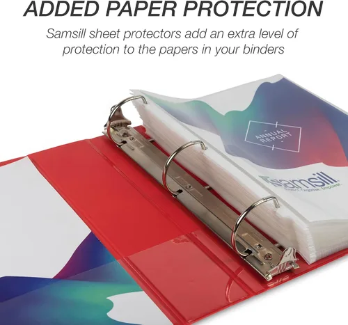 Miniatura 25 de Samsill - Carpeta duradera de 5 pulgadas, fabricada en los Estados Unidos, con anillos en D, transparente y personalizable, color blanco