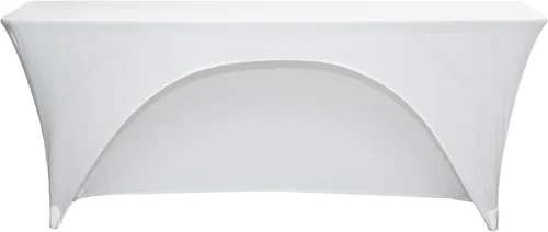 YOUR CHAIR COVERS - Spandex de 6 pies x 18 pulgadas, mantel elástico rectangular estrecho para aula de entrenamiento con respaldo abierto - Blanco