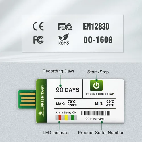 Miniatura 9 de Freshliance - Registrador de datos de temperatura desechable USB con 30000 puntos, informes PDF CSV automáticos de alta precisión, 7 días de uso